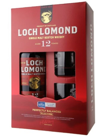 Loch Lomond 12 Years Single Malt Whisky Geschenkpackung mit zwei Gläsern